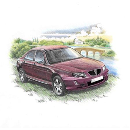 Rover 75 Mk2 Saloon 2004on (Gardens Setting) Personalised Portrait in Colour - RP2244COL