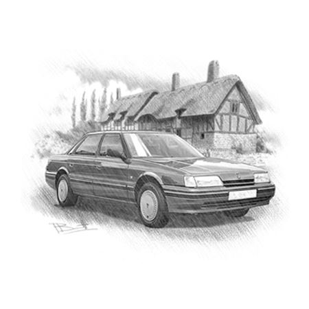 Rover 800 Saloon Personalised Portrait in Black & White - RP2246BW