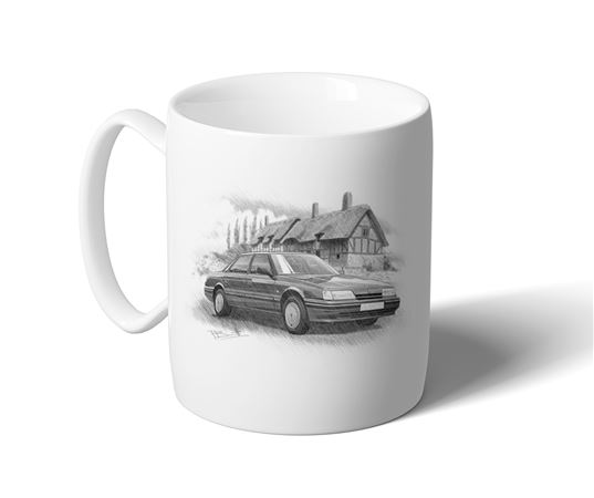 Rover 800 Saloon Mug - Black & White with Reg - RP2246BWMUG