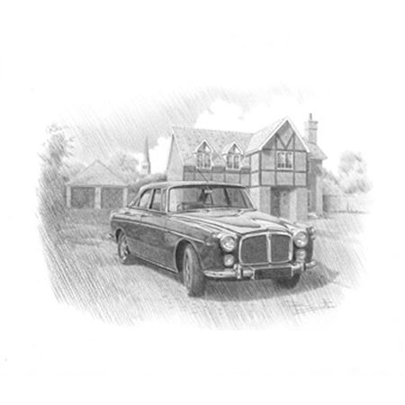 Rover P5 3.5 Coupe Personalised Portrait in Black & White - RP2249BW