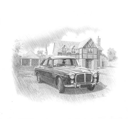 Rover P5 3.5 Saloon Personalised Portrait in Black & White - RP2250BW