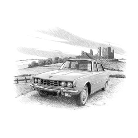 Rover P6 2000 Series 2 Saloon Personalised Portrait in Black & White - RP2253BW