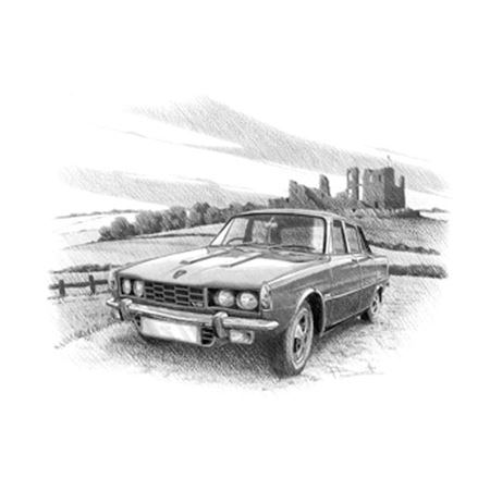 Rover P6 3500 V8 Series 2 Saloon Personalised Portrait in Black & White - RP2255BW