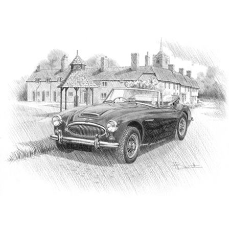 Austin Healey 3000 (Dark Twin-Tone) Portrait B/W - RP3137BW