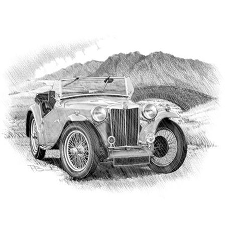 MG TC Roadster ’45-’50 Portrait B/W - RP3143BW