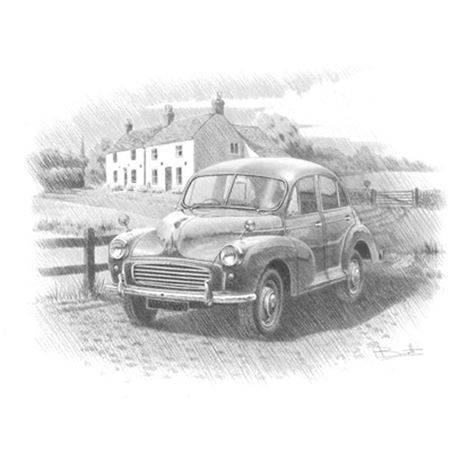 Morris Minor 4 Door Saloon ’53-’56 Portrait B/W - RP3152BW