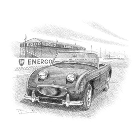 Austin Healey Frogeye Sprite 1958-61 
Personalised Portrait in Colour - RP9063BWBUMPER