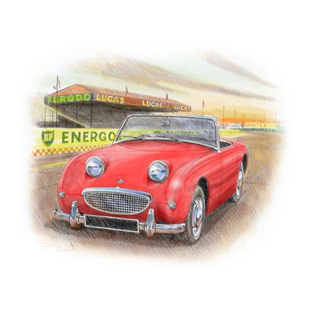 Austin Healey Frogeye Sprite 1958-61 
Personalised Portrait in Colour - RP9063COLBUMPER