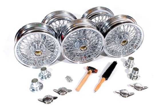 MWS Centre Lock Wire Wheels - Chrome Conversion Kit - 5.5 x 15 with Two Eared Centres - RR1004C