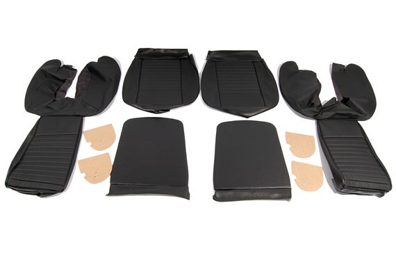 Triumph TR6 Leather Faced Seat Cover Kit for 2 Seats - Black - RR1038BLACKLEATH