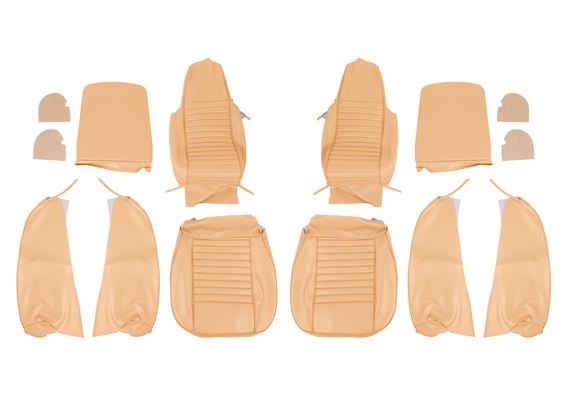 Triumph TR6 Vinyl Seat Cover Kit for 2 Seats and Head Rests - Biscuit - RR1217BISCUIT
