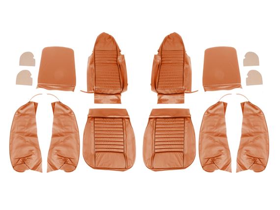 Triumph TR6 Leather Faced Seat Cover Kit for 2 Seats and Head Rests - New Tan - RR1217NTANLEATH