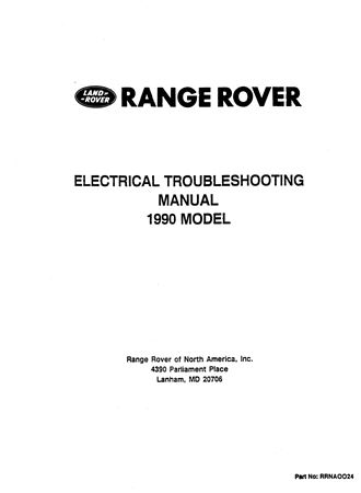 Electrical Trouble Shooting Manual - Range Rover Classic NAS - 1990 - RRNA0024GR - OTP