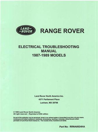 Electrical Trouble Shooting Manual - Range Rover Classic NAS - 1987-1989 - RRNA0024HAGR - OTP