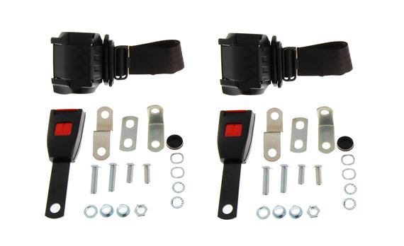 Front Seat Belt Kit Inertia Type (pair) - No wiring - Black - RS1332BLACK - Securon