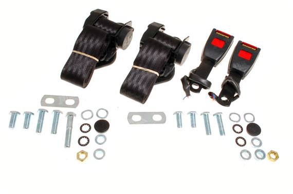 Front Seat Belt Kit Inertia Type (pair) - With wiring - Black - RS1332WBLACK - Securon