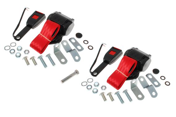 Front Seat Belt Kit Inertia Type (pair) - With wiring - Red - RS1332WRED - Securon