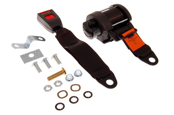 Rear Seat Belt Kit - 3 Point Inertia Type - Each - Black - RS1394INRBLACK - Securon