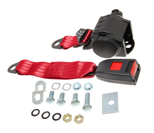 Rear Seat Belt Kit - 3 Point Inertia Type - Each - Red - RS1394INRRED - Securon