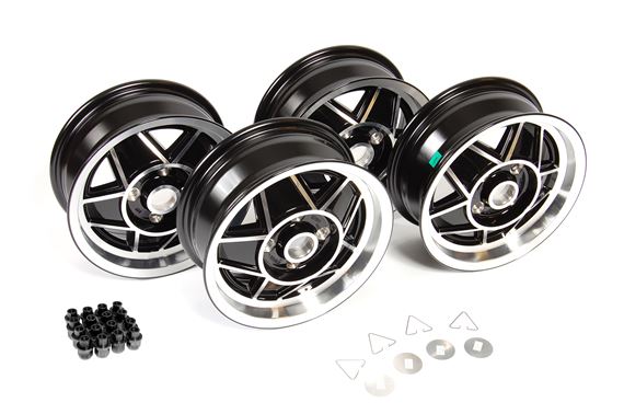 Factory Alloy Wheel Set of 4 - Black Spokes (includes black nuts & plain centres) - RS14624