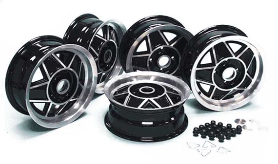 Factory Alloy Wheel Set of 5 - Black Spokes (includes black nuts & plain centres) - RS14625
