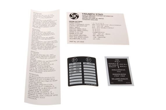 Engine Bay Label Kit - RS1515