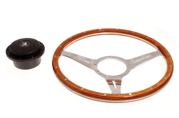 Moto-Lita Steering Wheel & Boss - 14 inch Wood - Slotted Spokes - Dished - Thick Grip - RS1538DSTG