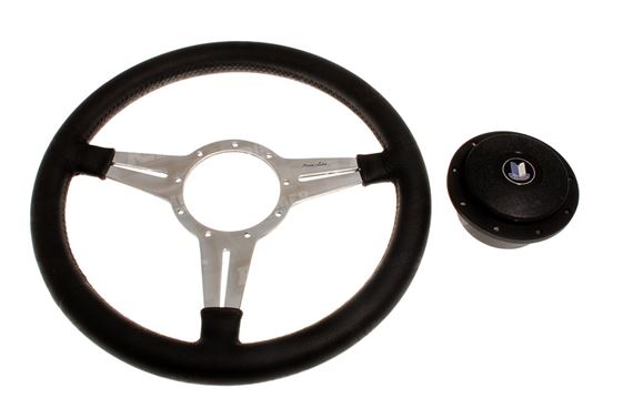 Moto-Lita Steering Wheel & Boss - 14 inch Leather - Slotted Spokes - Flat - RS1539FS