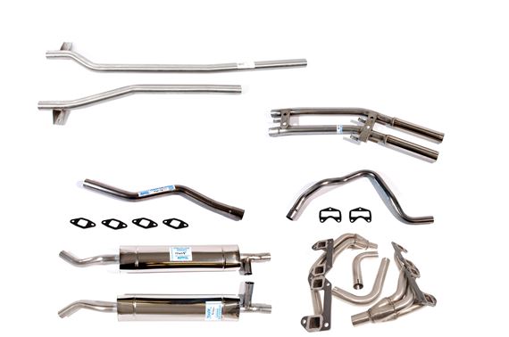 Stainless Steel Sports Exhaust System Triumph V8 - Manual with J Type Overdrive - Small Bore Tail Pipes - RS1606