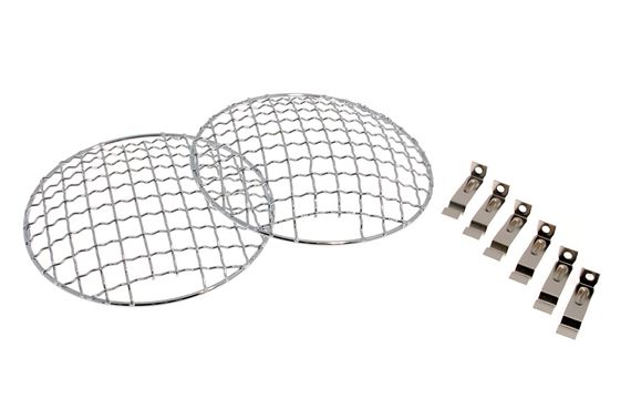 Headlamp Mesh Stone Guards - 5 3/4 inch - Chrome - Pair - RS1733