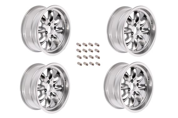 Genuine Minilite Alloy (Aluminium) Road Wheel - Set of 4 - 7J x 16 inch - Silver (Including Nuts & Centres) - RS1743K