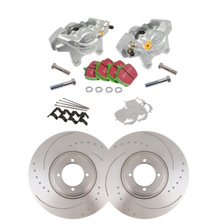 Front Brake Overhaul Kit - Calipers/ Uprated Discs/EBC Green Stuff Pads and Fittings - RS1793UR