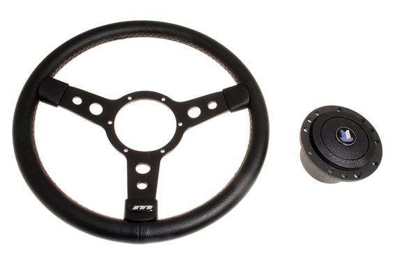 Vinyl Rim 14 Inch Steering Wheel With Black Spokes - Black Boss - RT1292 - Mountney