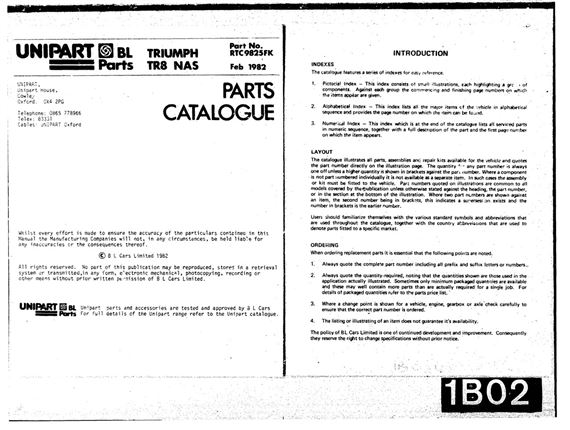 Parts Fiche - TR8 - 1980-1981 - RTC9825FKGR - OTP