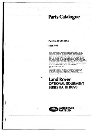 Parts Fiche - Optional Equipment - Series 2A & 3 - 1961-1985 - RTC9842FAIGR - OTP