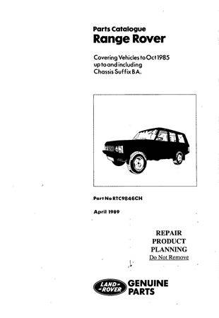 Parts Catalogue - Range Rover Classic - 1970-1985 - RTC9846CHGR - OTP