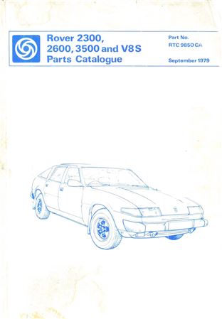 Parts Catalogue - Rover 2300, 2600, 3500 & V8-S - 1976-1980 - RTC9850CAGR - OTP