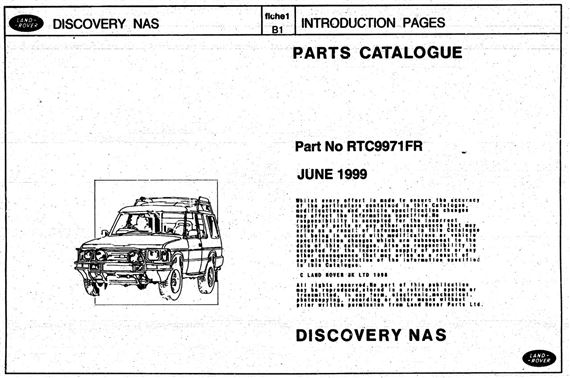 Parts Fiche - Discovery 1 NAS - 1994-1999 - RTC9971FRGR - OTP