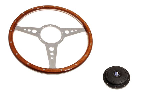 Moto-Lita Steering Wheel & Boss - 14 inch Wood - Fixed Column - Flat - Thick Grip - RW3193TG