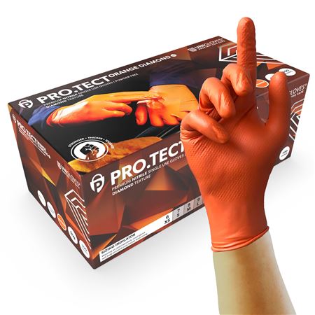 Diamond Texture Gloves Orange Large (100 pieces) - RX2704L