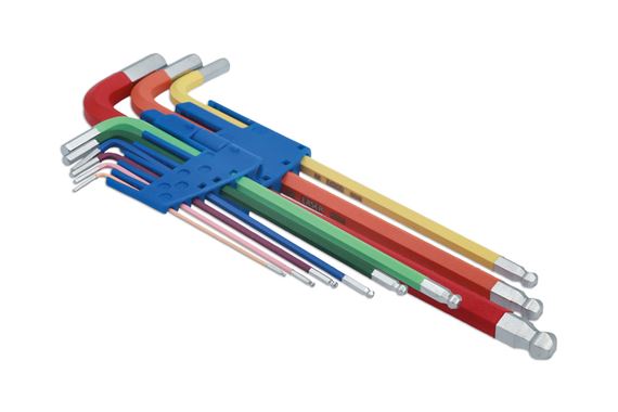 Colour Coded Hex Key Set - Ball End 9pc - RX2402 - Laser | Rimmer Bros