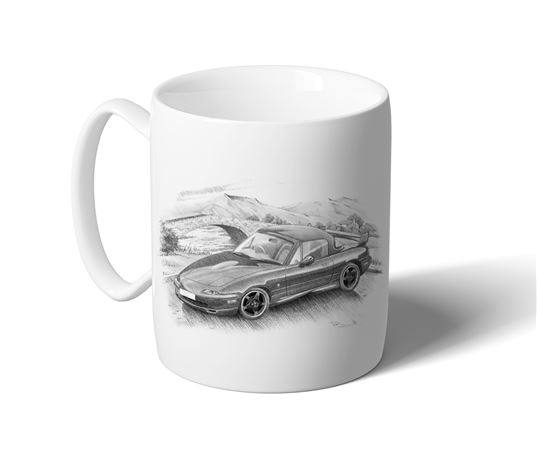 Mazda MX5 Mk1 Hardtop With Added Kit Mug B/W Inc Reg - RY1099BWMUG