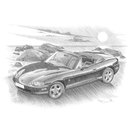 Mazda MX5 Mk2 Roadster Anniversary Edition Portrait B/W - RY1100BW