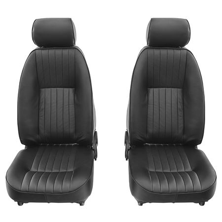 MGB Seat Assembly Leather - Pair - Black/Black Piping - SAA9001A