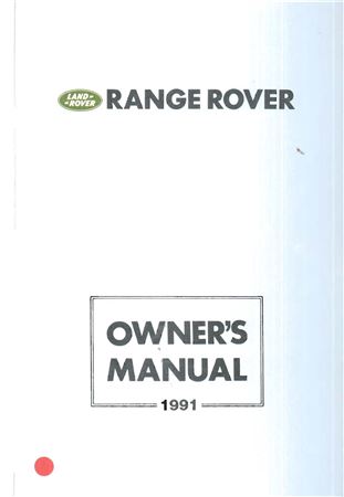 Owners Manual - Range Rover Classic Aus - 1991 - SRR600AUHB91GR - OTP