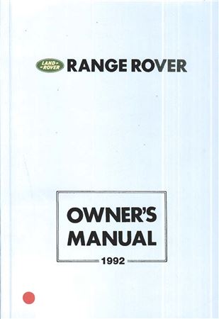 Owners Manual - Range Rover Classic Aus - 1992 - SRR600AUHB92GR - OTP