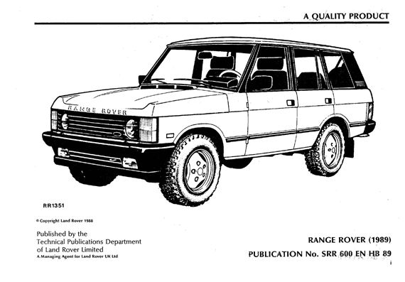 Owners Manual - Range Rover Classic - 1989 - SRR600ENHB89GR - OTP