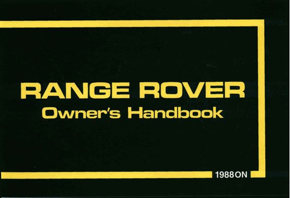 Owners Manual - Range Rover Classic - 1988-1989 - SRR600ENHBGR - OTP