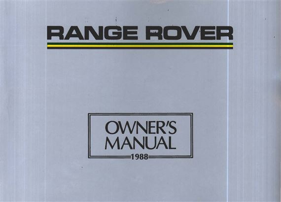 Owners Manual - Range Rover Classic - 1988 - SRR650USHB1988GR - OTP