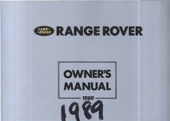 Owners Manual - Range Rover Classic - 1989 - SRR650USHB1989GR - OTP